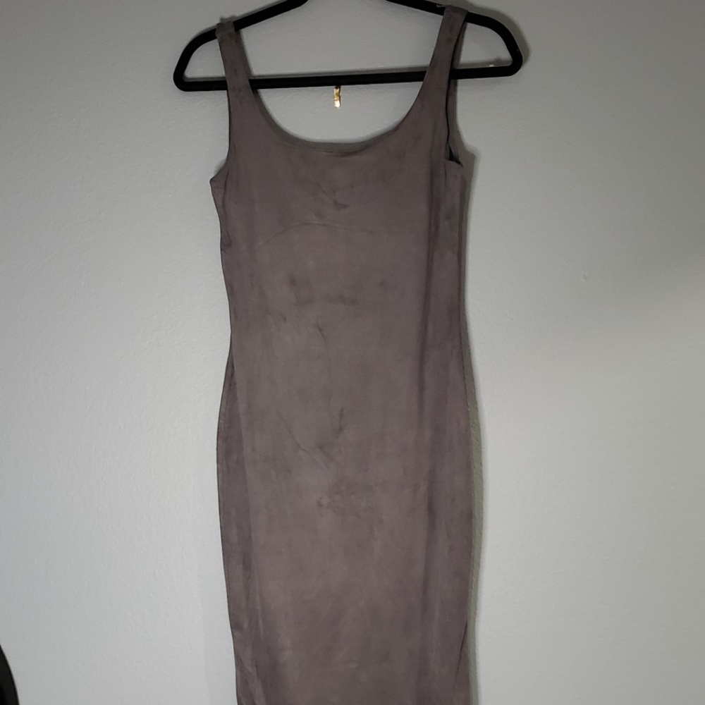 Body-Hugging Suede double  Scoop Neck Dress